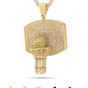 Gold Basketball Hoop Pendant Necklace for Men - Statement Jewelry